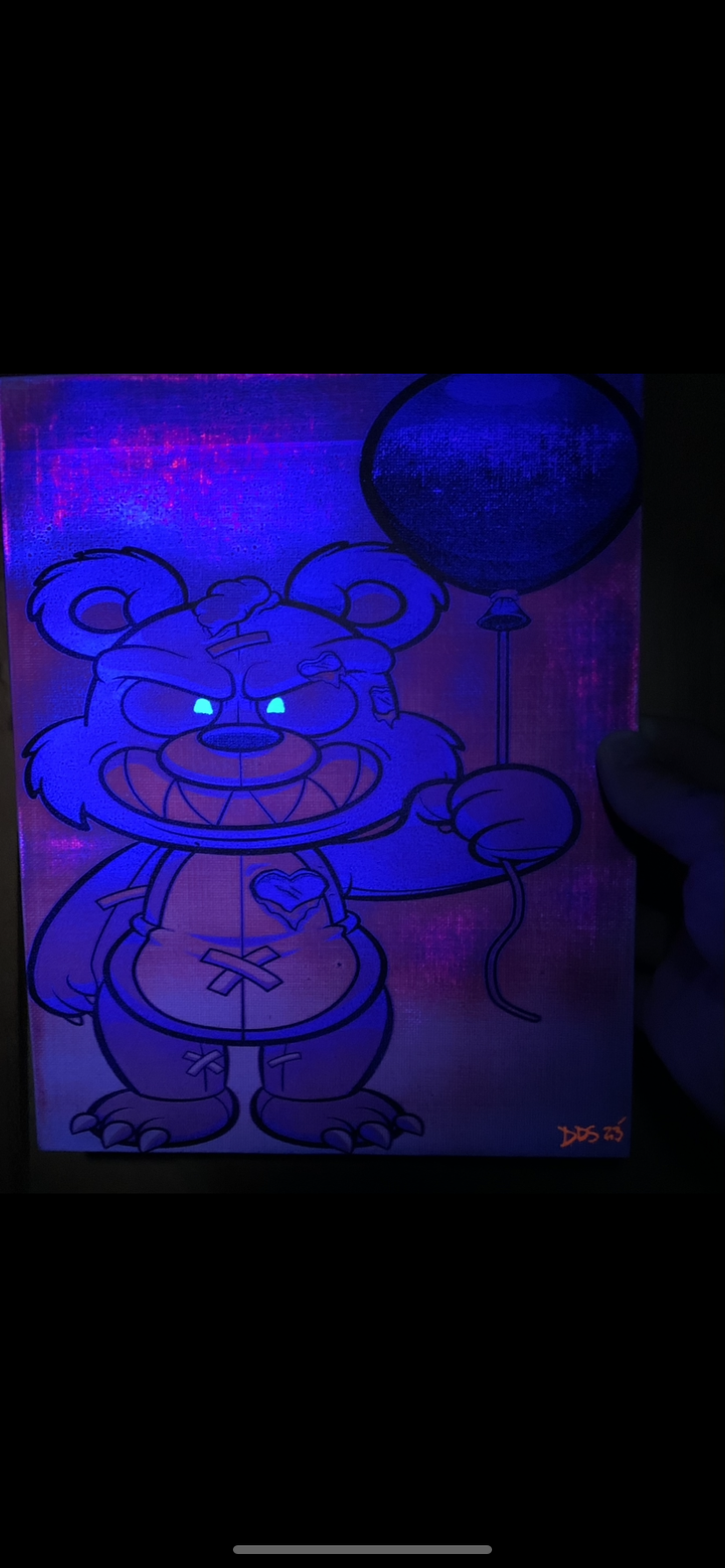 8x10 Acrylic UV Painted Evil Love Bear Canvas