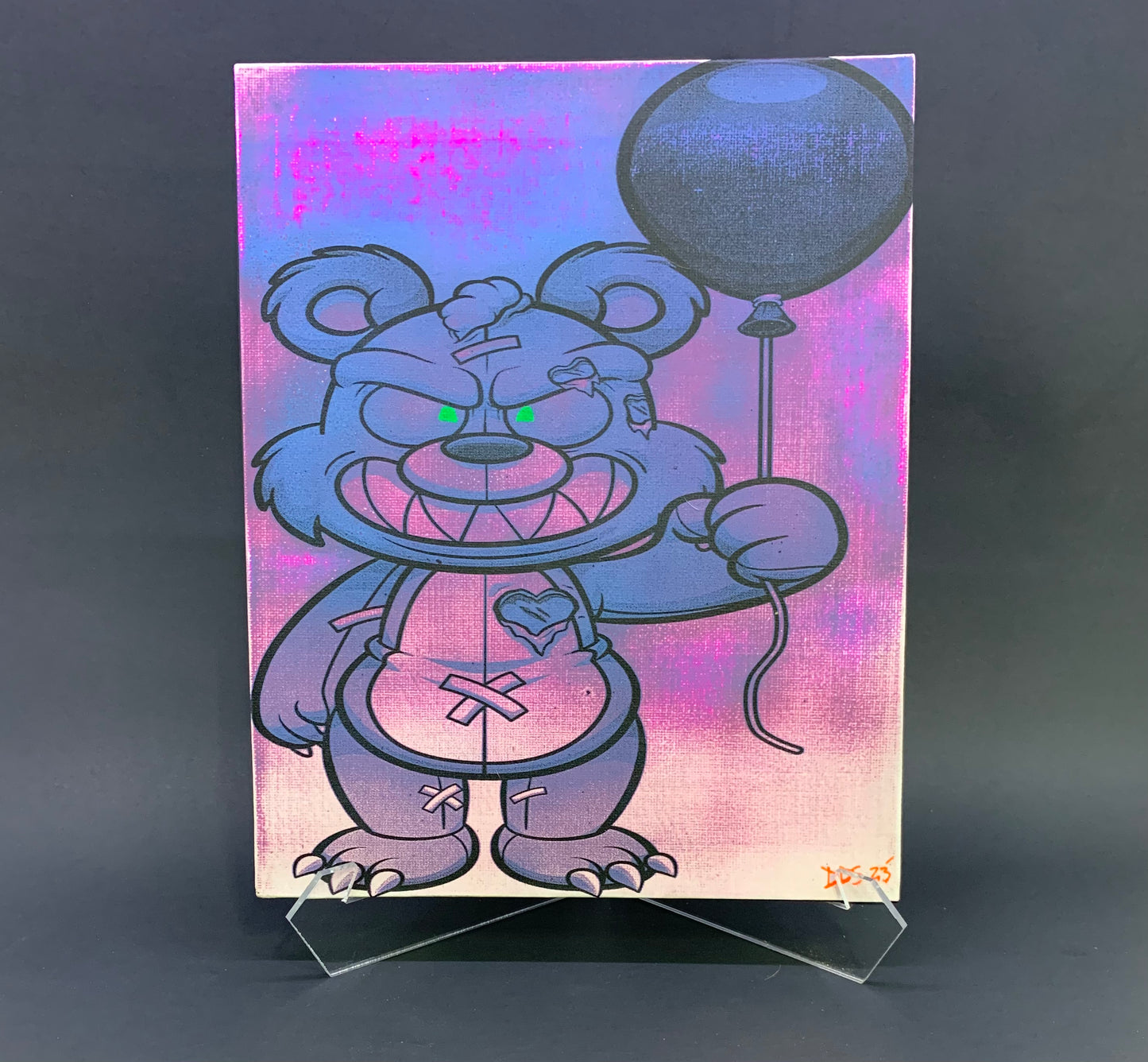 8x10 Acrylic UV Painted Evil Love Bear Canvas