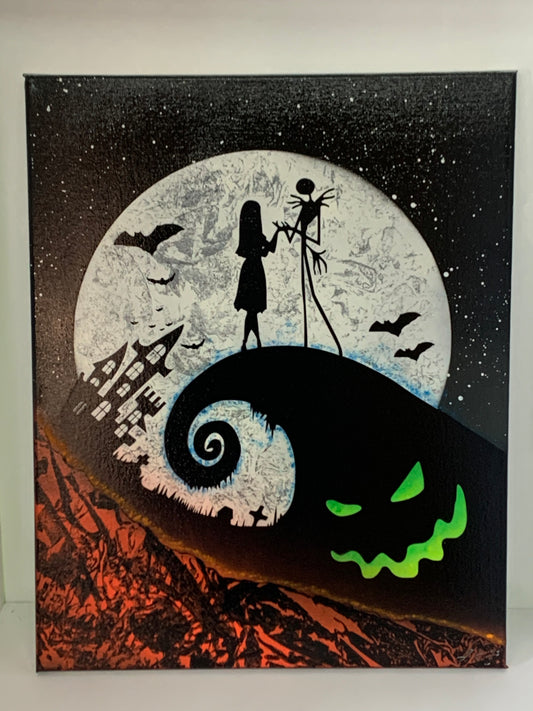 16x20 Hand Painted Nightmare Before Christmas Canvas