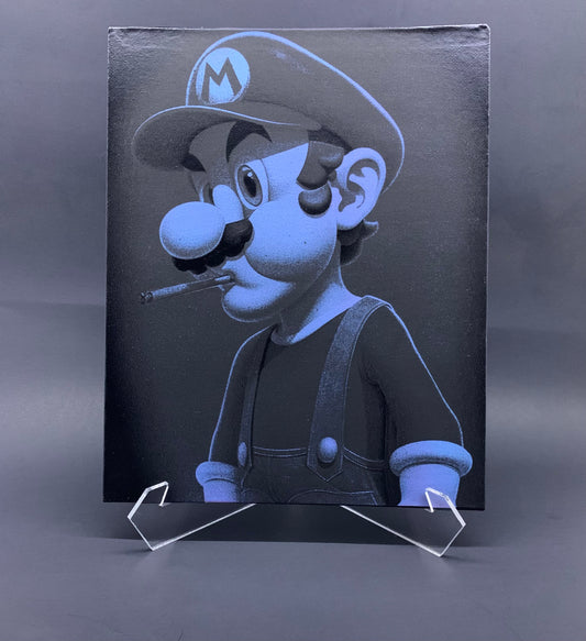 8x10 Acrylic UV Painted Smoking Mario Canvas