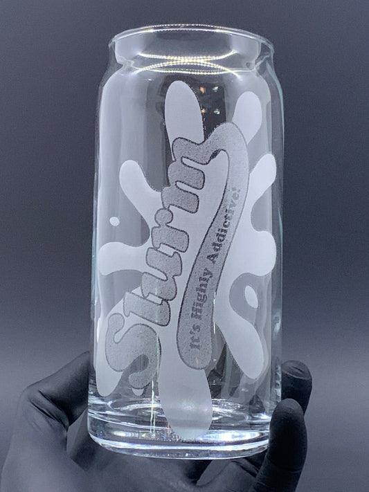 Laser Engraved Futurama Slurm Glass Can