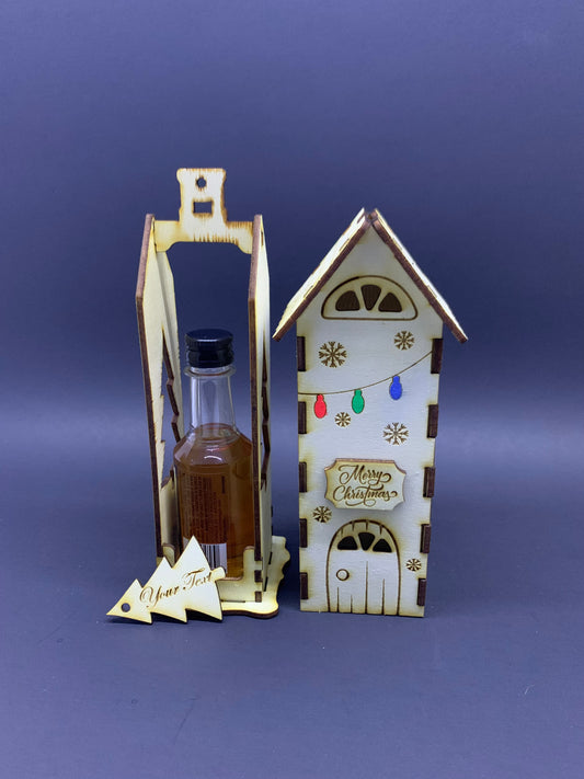 Birchwood 50ml Nip Bottle Christmas House Gift Box With Personalized Name Tag